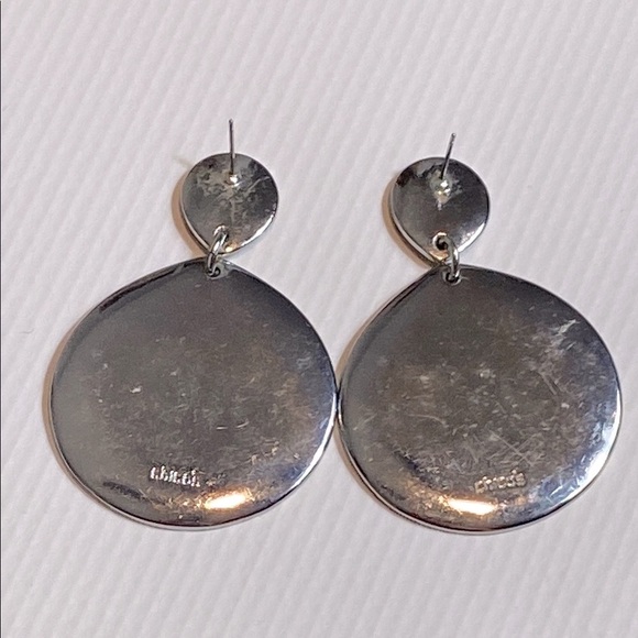 Chico's Silver Textured Geometric Earrings - Picture 3 of 4